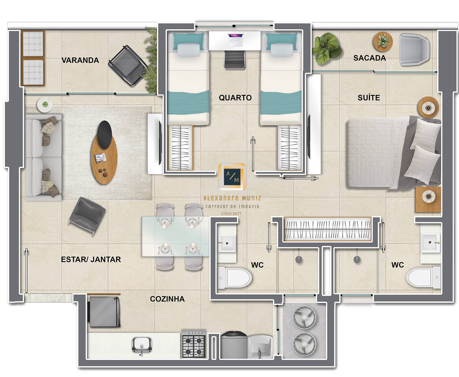 Apartamento à venda com 2 quartos, 54m² - Foto 7