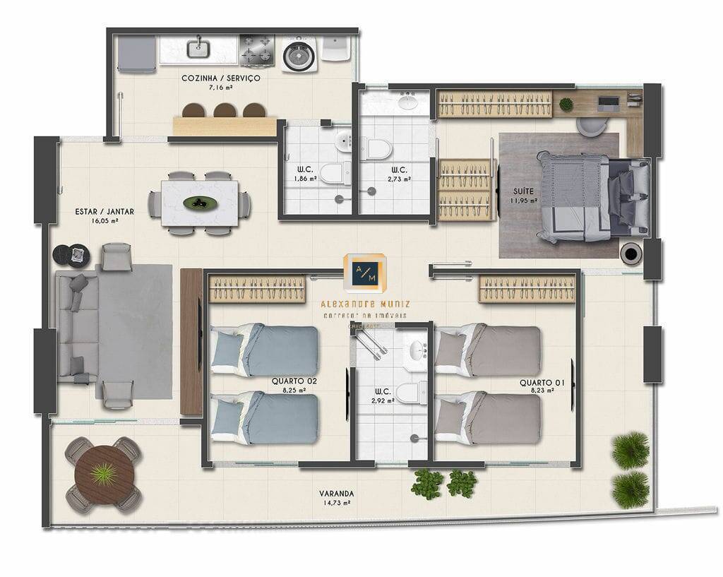 Apartamento à venda com 3 quartos, 83m² - Foto 13